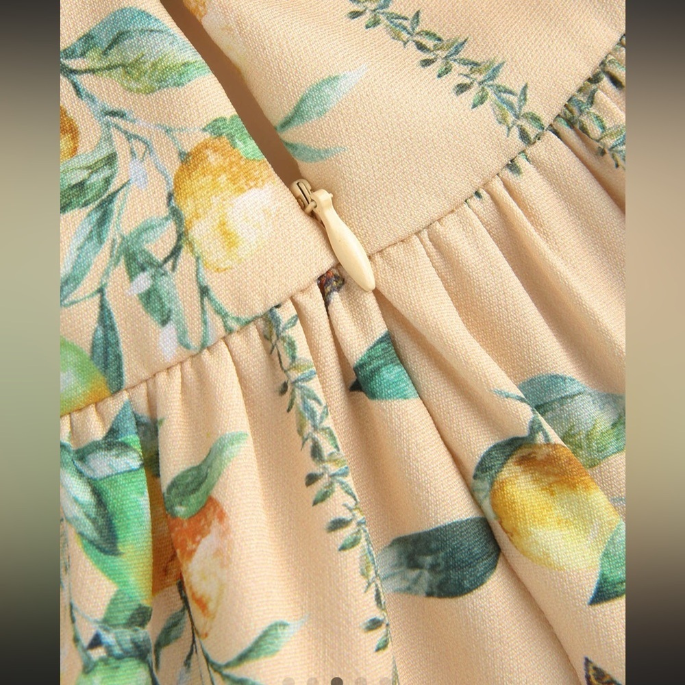 NWT CIDER BUTTERFLY & FRUIT PATTERN RUFFLE LAYER CAMI DRESS - Size Small SKU:363 - Picture 3 of 9
